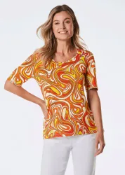 Druckshirt - orange / gemustert - Gr. 20 von Goldner Fashion