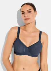 BH mit Bügel und breiten Trägern - rauchblau - Gr. 75 C von Goldner Fashion