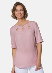 Feminine Bluse mit aufregender Ausschnittlösung - rosé - Gr. 21 von Goldner Fashion