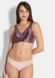 BH ohne Bügel in edler Satin-Optik - aubergine - Gr. 100 D von Goldner Fashion