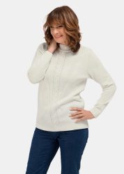 Pullover mit streckendem Zopfmuster - cremeweiss - Gr. 21 von Goldner Fashion