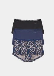 Hüftslip im 3er-Pack - blau / gemustert - Gr. XS von Goldner Fashion