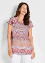 Legere Bluse mit Druck - orange / gemustert - Gr. 20 von Goldner Fashion