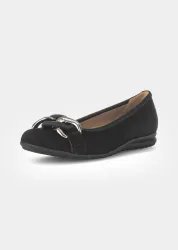 Ballerina aus Leder mit Schmuckkette - schwarz - Gr. 3,5 von Goldner Fashion