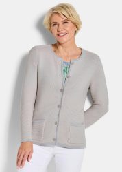 Strickjacke mit aufgesetzten Taschen - stein / gemustert - Gr. 19 von Goldner Fashion