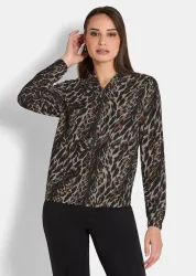 Blouson aus Viskose-Jersey - schwarz / camel - Gr. 20 von Goldner Fashion