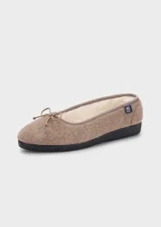 Ballerina-Hausschuhe mit Schurwolle - beige - Gr. 36 von Goldner Fashion