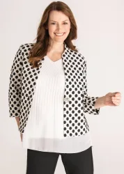 Blazer aus strukturierter Jacquard-Ware - cremeweiss / schwarz - Gr. 46 von Goldner Fashion