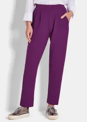 Weite Schlupfhose SARA in Crêpe-Qualität - beere - Gr. 22 von Goldner Fashion