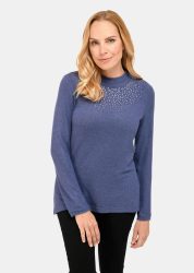 Angenehm weiches Shirt mit Glitzersteinen - blau / méliert - Gr. 23 von Goldner Fashion