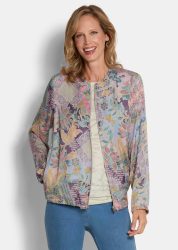 Leichter Blouson aus Viskose-Satin - salbei / rosé / gemustert - Gr. 21 von Goldner Fashion