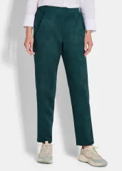 Hose LOUISA in Veloursleder-Optik - dunkelgrün - Gr. 50 von Goldner Fashion