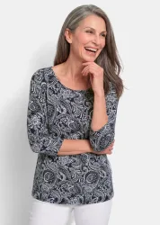 Druckshirt - schwarz / weiss / gemustert - Gr. 21 von Goldner Fashion