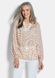 Leichte Bluse aus reiner Viskose - beige / gemustert - Gr. 21 von Goldner Fashion