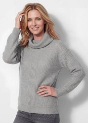 Strickpullover mit grosszügigem Rollkragen - grau - Gr. 22/23 von Goldner Fashion