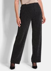 Weite Hose VERA aus glänzendem Jersey - schwarz / silberfarben - Gr. 21 von Goldner Fashion