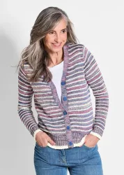 Strickjacke im Multicolor-Ringelmuster - bunt / gemustert - Gr. 22 von Goldner Fashion