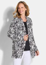Hemdbluse aus reiner Viskose - weiss / schwarz / gemustert - Gr. 20 von Goldner Fashion