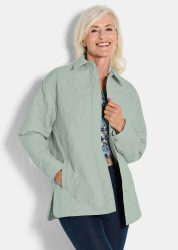 Hemdjacke mit geprägtem Blumenmuster - mint - Gr. 24 von Goldner Fashion