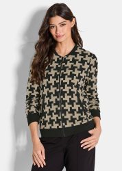 Freizeitjacke in grafischem Print - schwarz / beige - Gr. 42 von Goldner Fashion