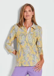 Poloshirt im Paisley-Dessin - gelb / gemustert - Gr. 54 von Goldner Fashion
