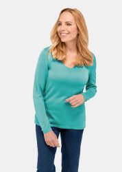 Unkomplizierter Pullover mit V-Ausschnitt - smaragd - Gr. 21 von Goldner Fashion