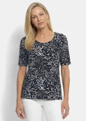 Viskoseshirt mit Leo Print - schwarz / weiss / gemustert - Gr. 38 von Goldner Fashion