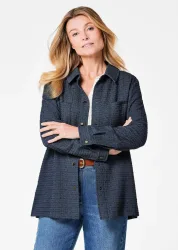 Hemdjacke in Boulcéoptik - marine - Gr. 20 von Goldner Fashion