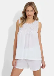 Shorty-Set aus Babydoll und kurzer Hose - weiss - Gr. 40 von Goldner Fashion