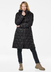 Steppmantel mit Kapuze - schwarz - Gr. 24 von Goldner Fashion