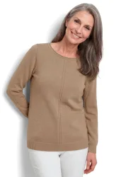 Strickpullover aus reiner Merinowolle - beige / méliert - Gr. 21 von Goldner Fashion