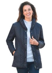Jacke mit attraktiven Stepp-Mustermix - marine - Gr. 20 von Goldner Fashion