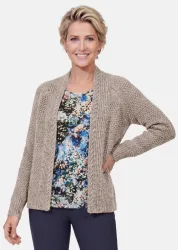 Zeitlose Strickjacke in Grobstrick - taupe / méliert - Gr. 21 von Goldner Fashion