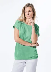 Shirt in Leinenoptik - hellgrün - Gr. 22 von Goldner Fashion