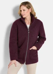 Teddy Jacke mit Stehkragen - aubergine - Gr. 21 von Goldner Fashion