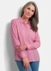 Leichte Hemdbluse mit Streifen - pink / gestreift - Gr. 19 von Goldner Fashion