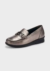 Mokassins im Metallic-Look - grau / metallic - Gr. 3,5 von Goldner Fashion