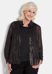 Bluse aus semitransparentem Mesh - schwarz / gemustert - Gr. 19 von Goldner Fashion