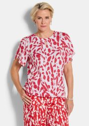 Elegante Bluse mit Tulpenärmeln - rot / weiss / gemustert - Gr. 22 von Goldner Fashion