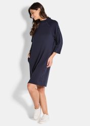 Sweatkleid mit Stehkragen - blau - Gr. 46 von Goldner Fashion