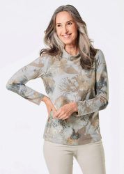 Sweatshirt mit Stehkragen - grau / méliert - Gr. 22 von Goldner Fashion