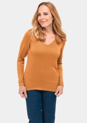 Unkomplizierter Pullover mit V-Ausschnitt - honig - Gr. 21 von Goldner Fashion