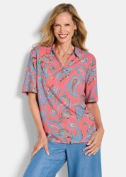 Paisley-Bluse aus reiner Viskose - koralle / gemustert - Gr. 38 von Goldner Fashion