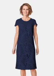 Kleid aus sommerlicher Spitze - marine - Gr. 19 von Goldner Fashion