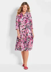 Druckkleid mit Blütenmuster - pink / marine / gemustert - Gr. 21 von Goldner Fashion
