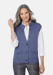 Strickweste mit aufgesetzten Taschen - rauchblau - Gr. 46 von Goldner Fashion