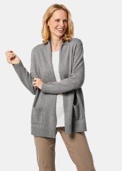Strickjacke aus Merinowolle - grau / méliert - Gr. 20 von Goldner Fashion