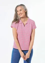 Shirt mit dezentem Jacquard - pink / weiss / gemustert - Gr. 54 von Goldner Fashion