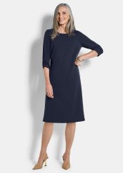 Elegantes Kleid mit gerafften Ärmeln - marine - Gr. 24 von Goldner Fashion