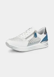 Sneaker mit atmungsaktivem Innenfutter - weiss / blau / silberfarben - Gr. 36 von Goldner Fashion